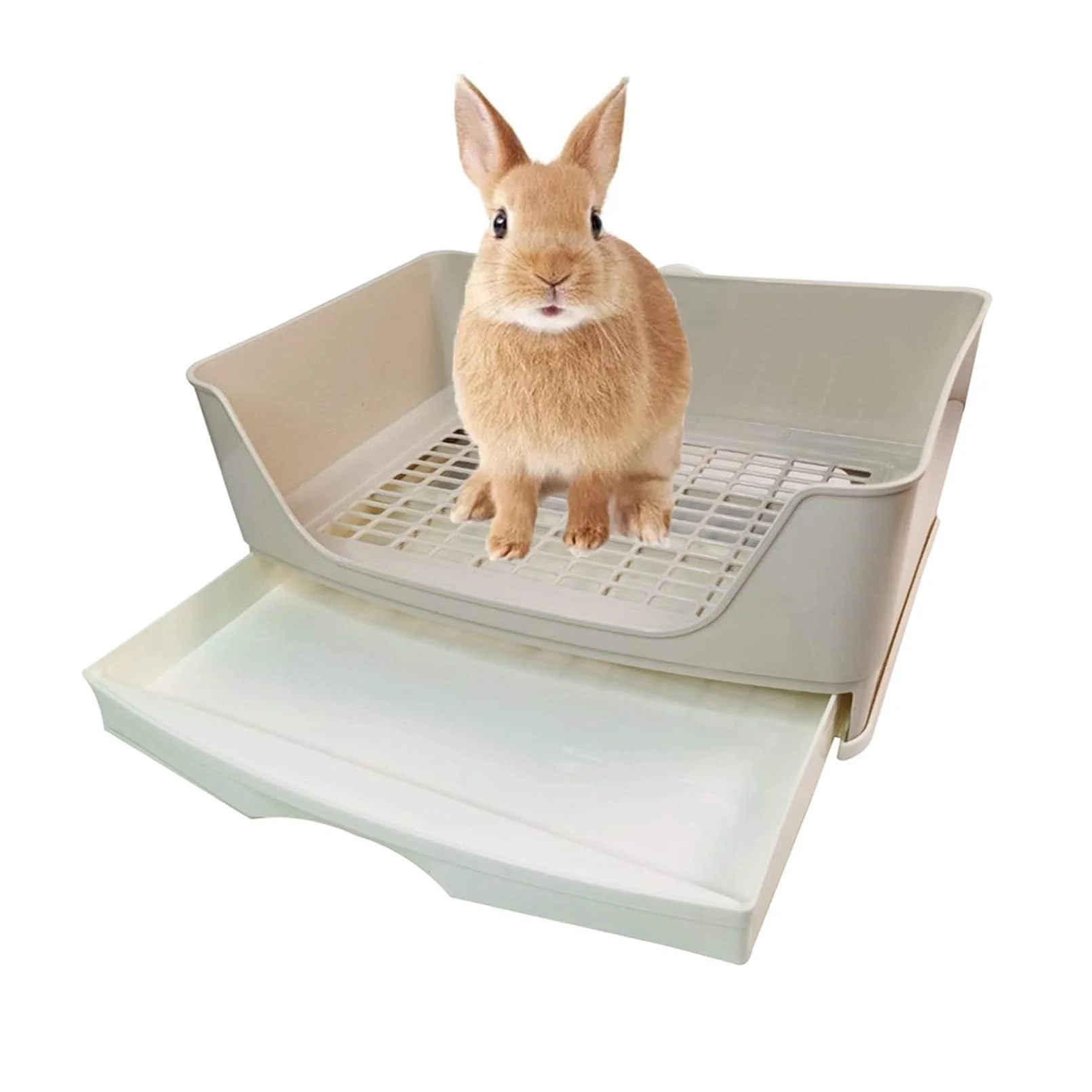 Contemporary kathson Large Rabbit Litter Box Trainer with Drawer — Durable Corner Toilet for Rabbits Mice Guinea Pigs Brown Practical
