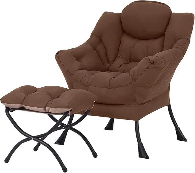 Traditional Welnow Lazy Chair with Ottoman Modern Lounge Accent Armchair with Armrests and a Side Pocket Leisure Sofa Armchair Set Reading Chair with Footrest for Small Space Dark BrownAbout ThisOverview Original