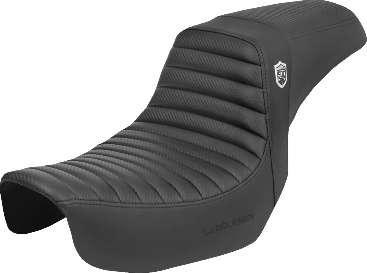 Consistent SADDLEMEN Pro Series SDC Performance Seat - SC80604T - Tuck-n-Roll Carbon Fiber - Gripper for Dyna '06-'17 Trendy