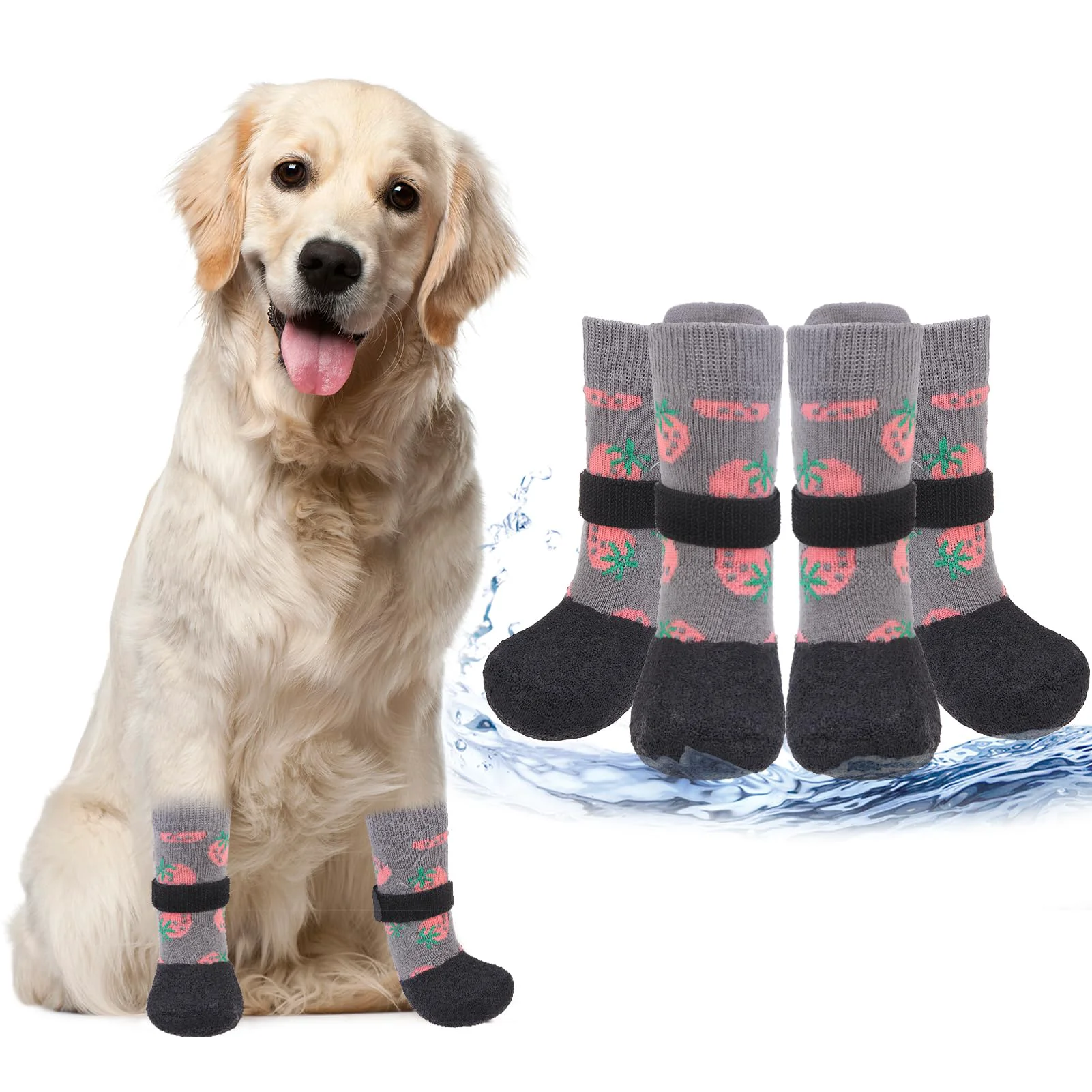 Classic PUPTECK Anti-Slip Dogs Shoes – Traction Paw Protection Waterproof Booties Strawberry S High-Performance