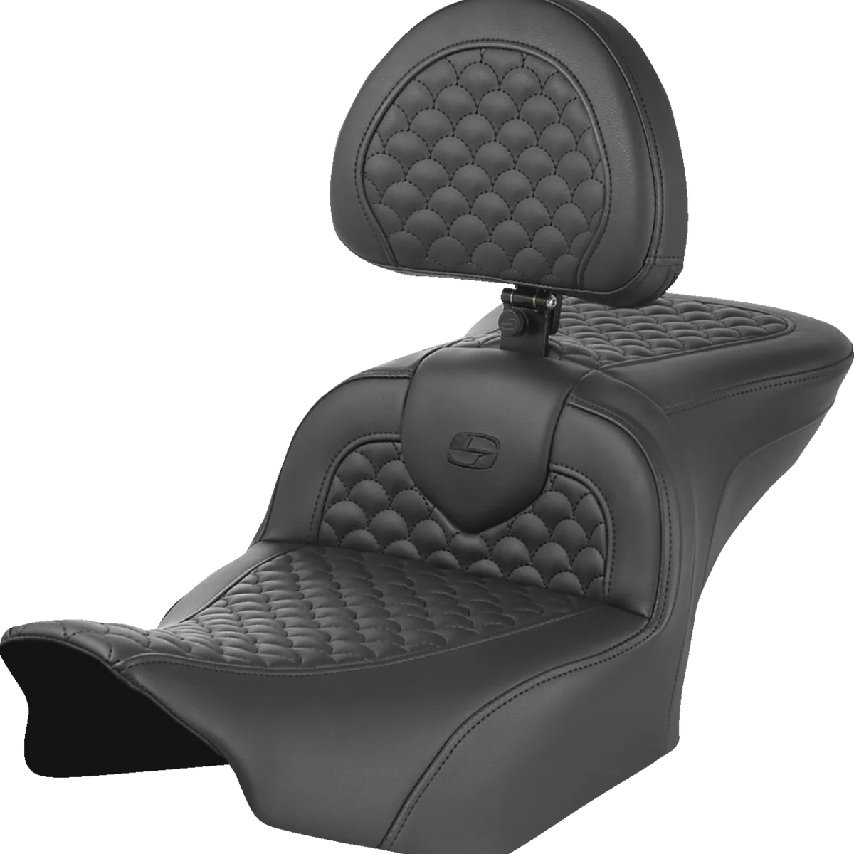 Authentic SADDLEMEN Roadsofa Seat with Backrest - Scallop Stitch - FLTR FLHX '23-'24 Part Number 823-07-208B0 Prestigious