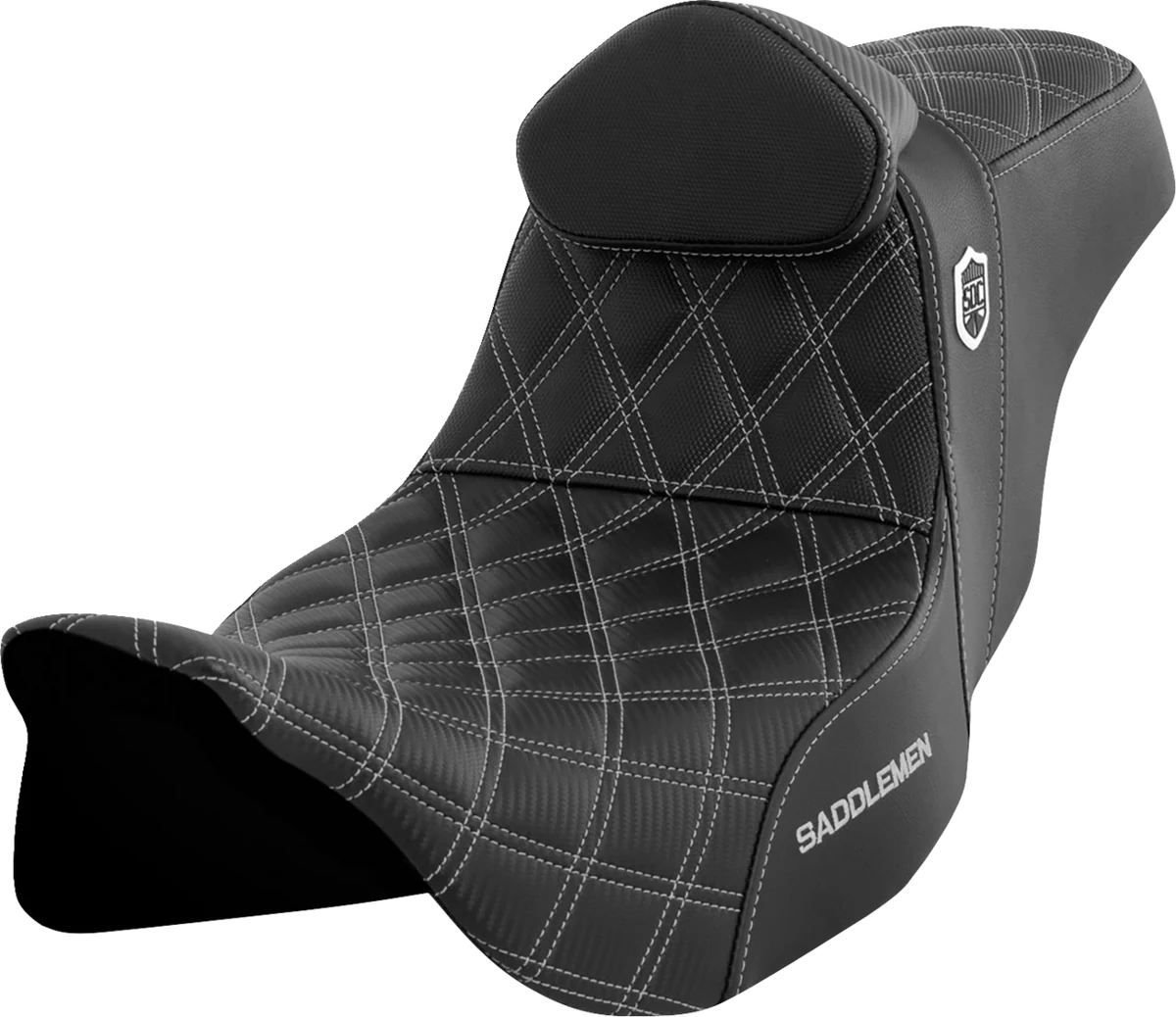 Exclusive SADDLEMEN Pro Series SDC Performance Seat with Backrest - Silver Stitch - FLH FLT '08-'23 SC80807SILRT Genuine