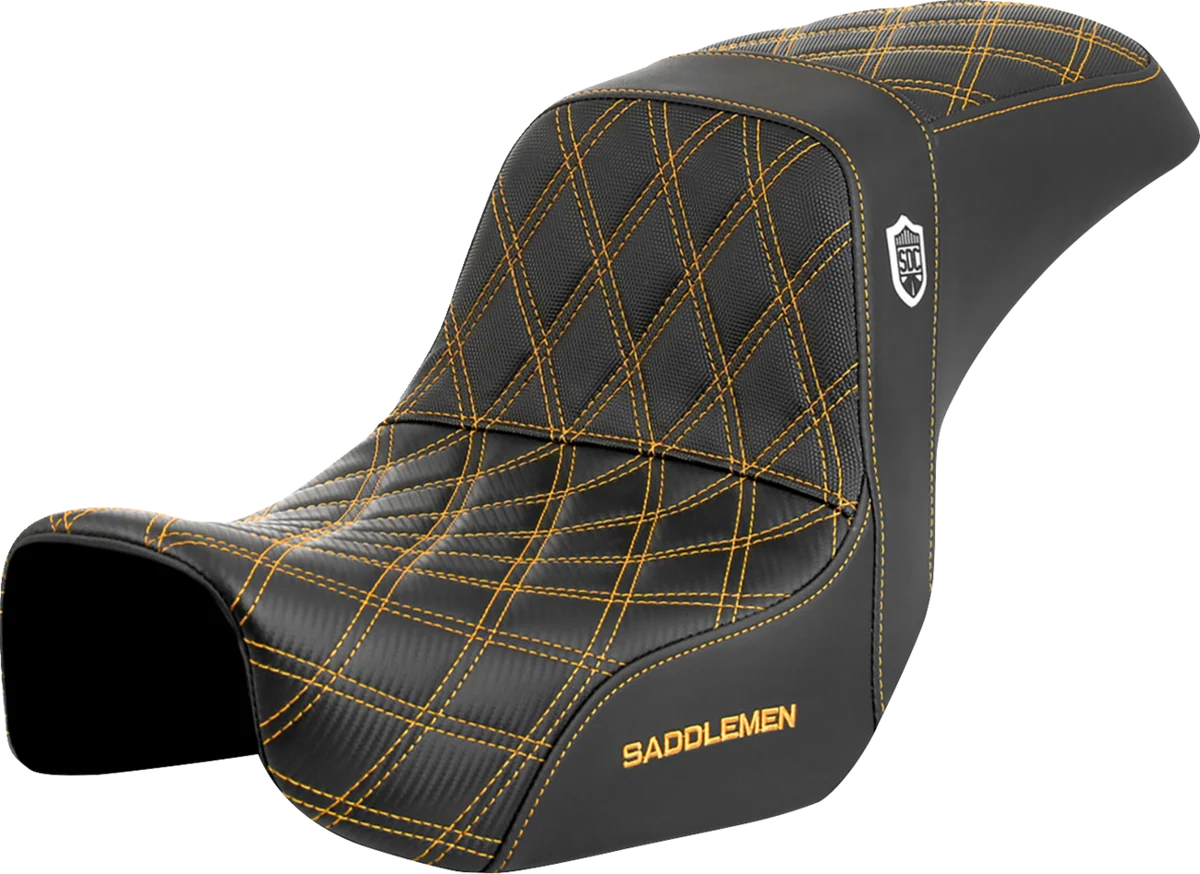 Certified SADDLEMEN Pro Series SDC Performance Seat - Carbon Fiber Lumbar Gripper - Gold Stitch - Dyna '06-'17 SC80604GOL Carefully Designed