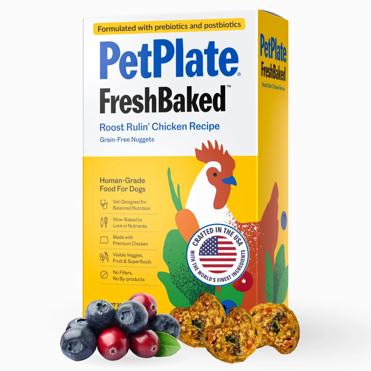 High-Quality PetPlate Roost Rulin' Chicken FreshBaked Dry Dog Food - Grain Human-Grade Prebiotics Postbiotics 2lbs Clean