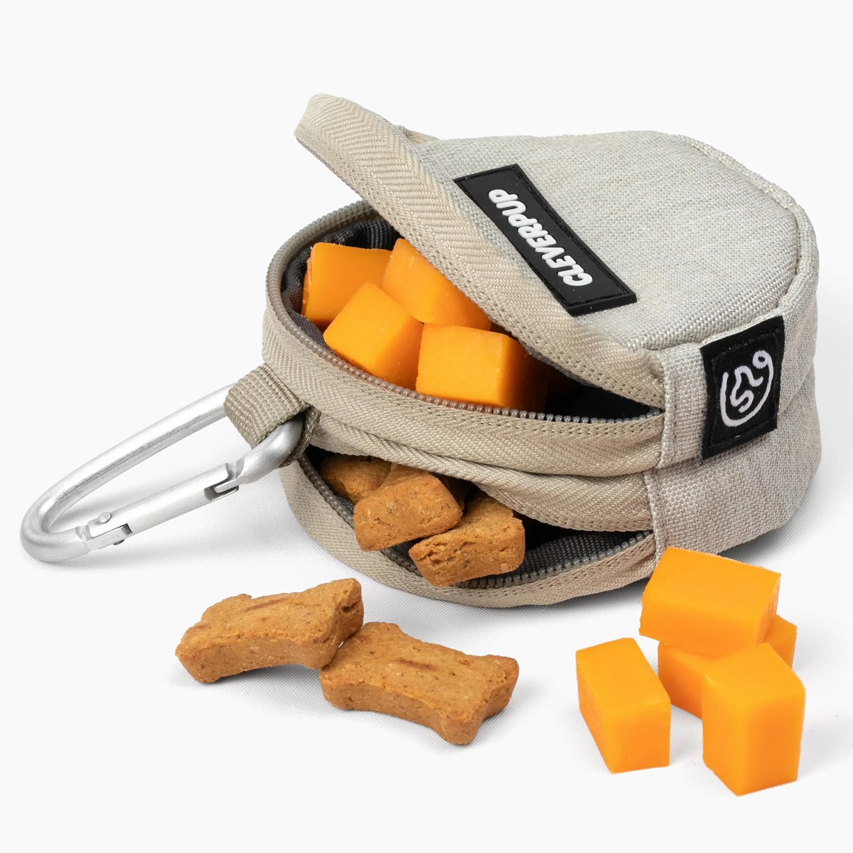 Natural Cleverpup Snackpack Double Insulated Treat Pouch Sand – 1.5 Cup Capacity for Walks Training Prestigious