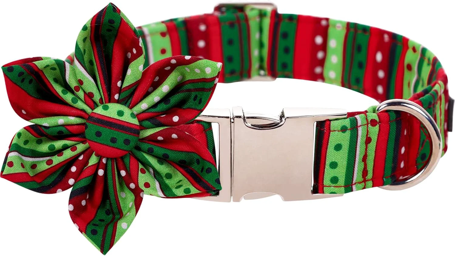 World-Class Lionet Paws Christmas Dog Collar with Flower Dog Flower Collar with Metal Buckle for Dogs Adjustable Comfortable Dog Collar Girl Gift XL Neck 16-26 in Effective