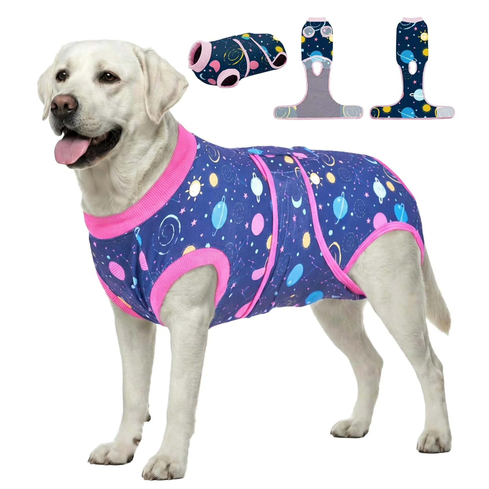 Advanced PetWarm Galaxy Pink Recovery Suit for Dogs - Adjustable Breathable 2XL Top-Quality