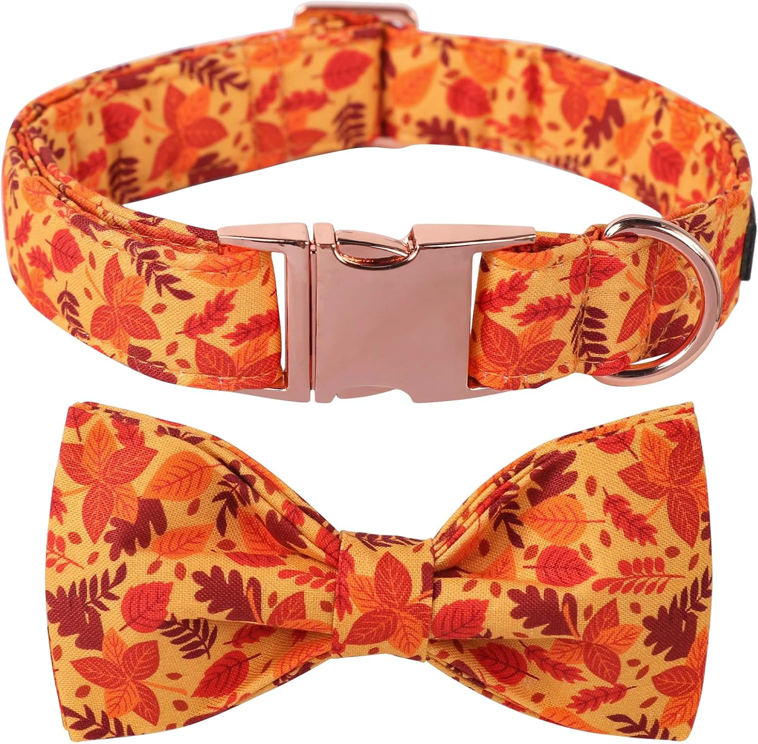 World-Class Lionet Paws Dog Collar with Bowtie - Cute Cotton Adjustable Fall Bowtie Dog Collar with Metal Buckle for Small Medium Large Dog Girl Boy Gift L Neck 16-24in High-Performance
