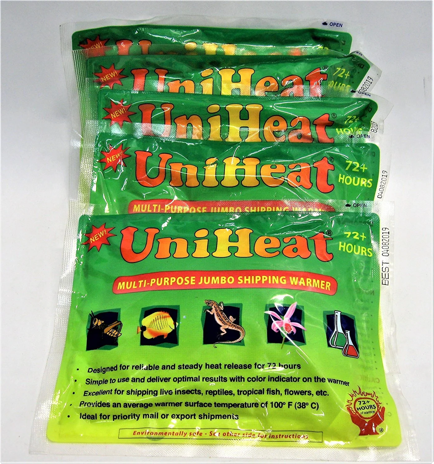 Reusable Uniheat 72-Hour Heat Pack – 5 Pack for Shipping Plants Insects Reptiles Tropical Fish Excellent