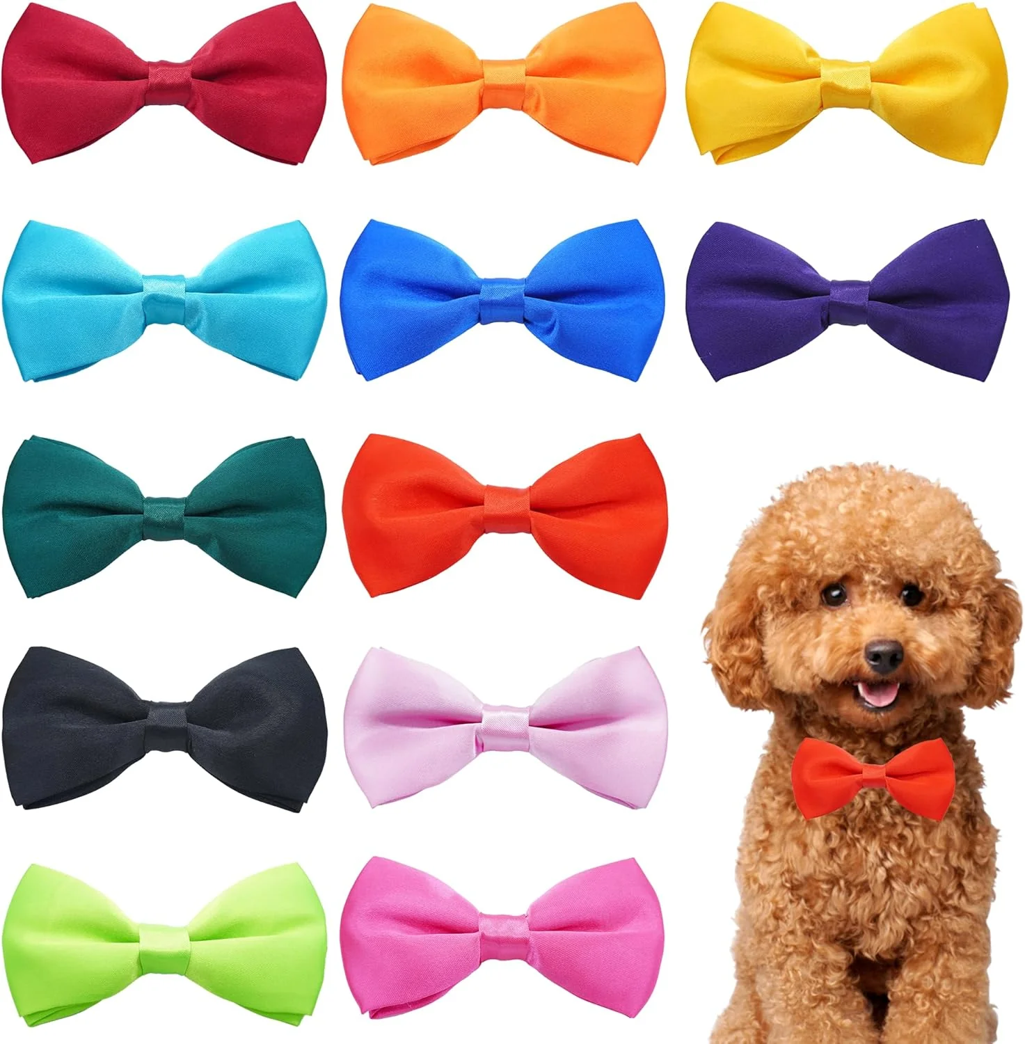 Durable PET SHOW 12 Colors Plain Small Dogs Collar Embellishment Attachment Bow Ties Puppies Cats Collar Charms Accessories Slides Bowties for Birthday Wedding Parties Assorted Pack of 12 Reliable