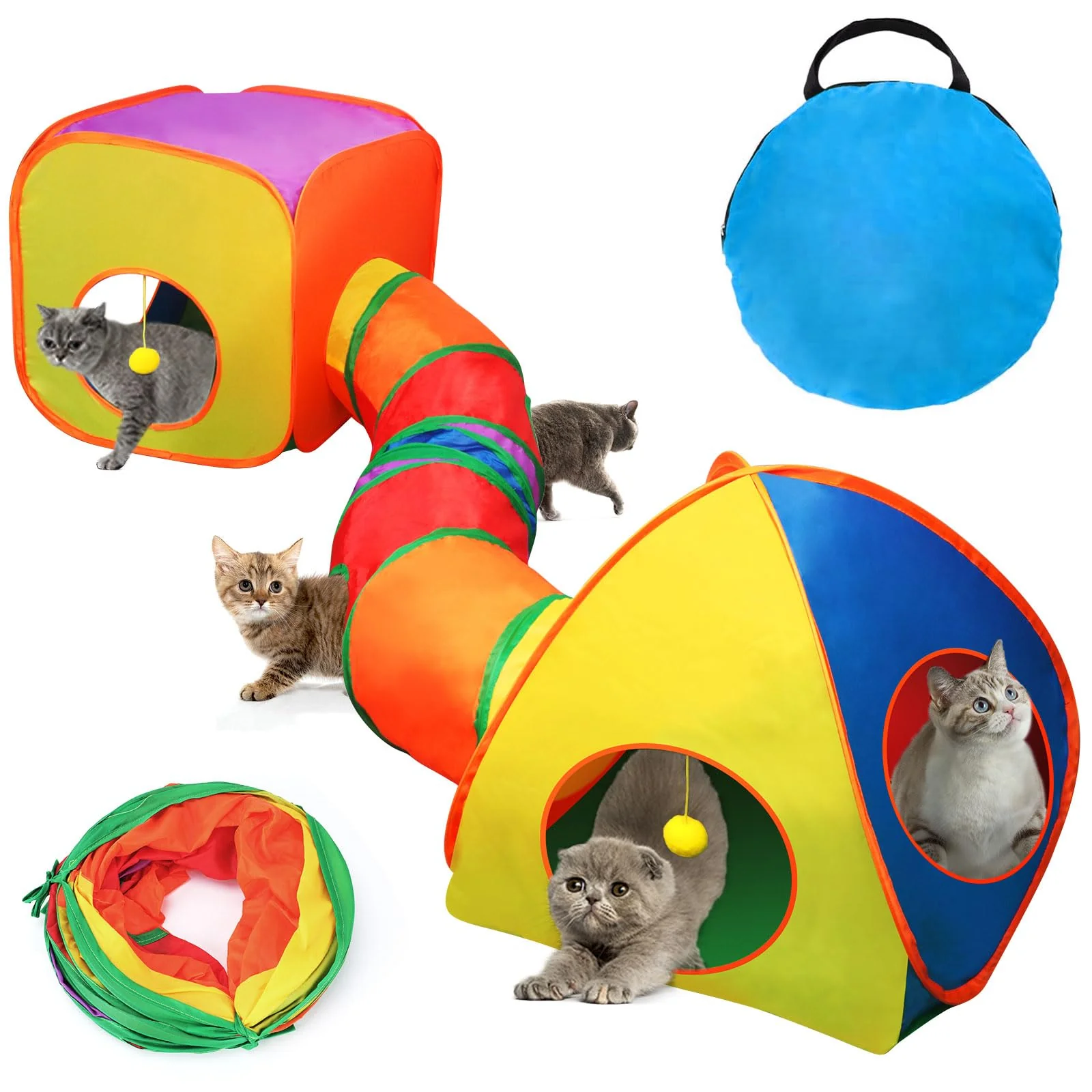 User-Friendly Rypet Cat Tunnels - 3-in-1 Indoor Play Tent Cube Tunnel Set Fashionable