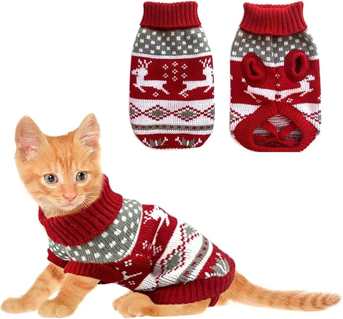 Selected Vehomy Dog Christmas Sweaters Pet Winter Knitwear Xmas Clothes Classic Warm Lightweight