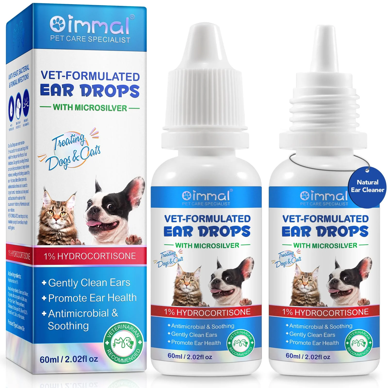 Durable ZIXAOK 2PCS Ear Infection Drops for Dogs Cats – 1 Hydrocortisone Premium Material