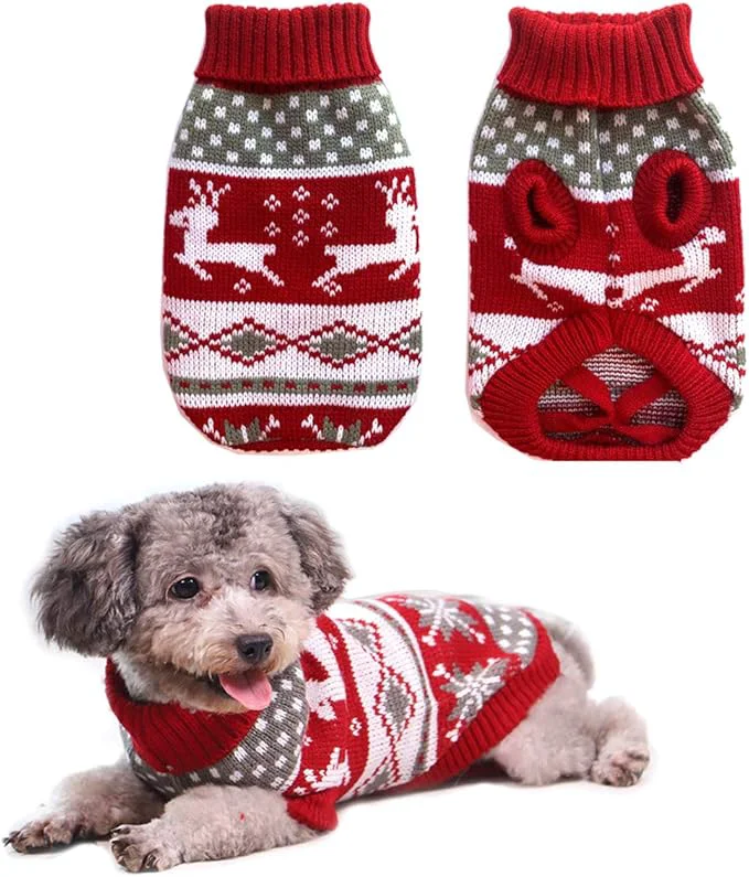 Easy-to-Use Vehomy Dog Christmas Sweaters Pet Winter Knitwear Xmas Clothes Classic Warm Flexible