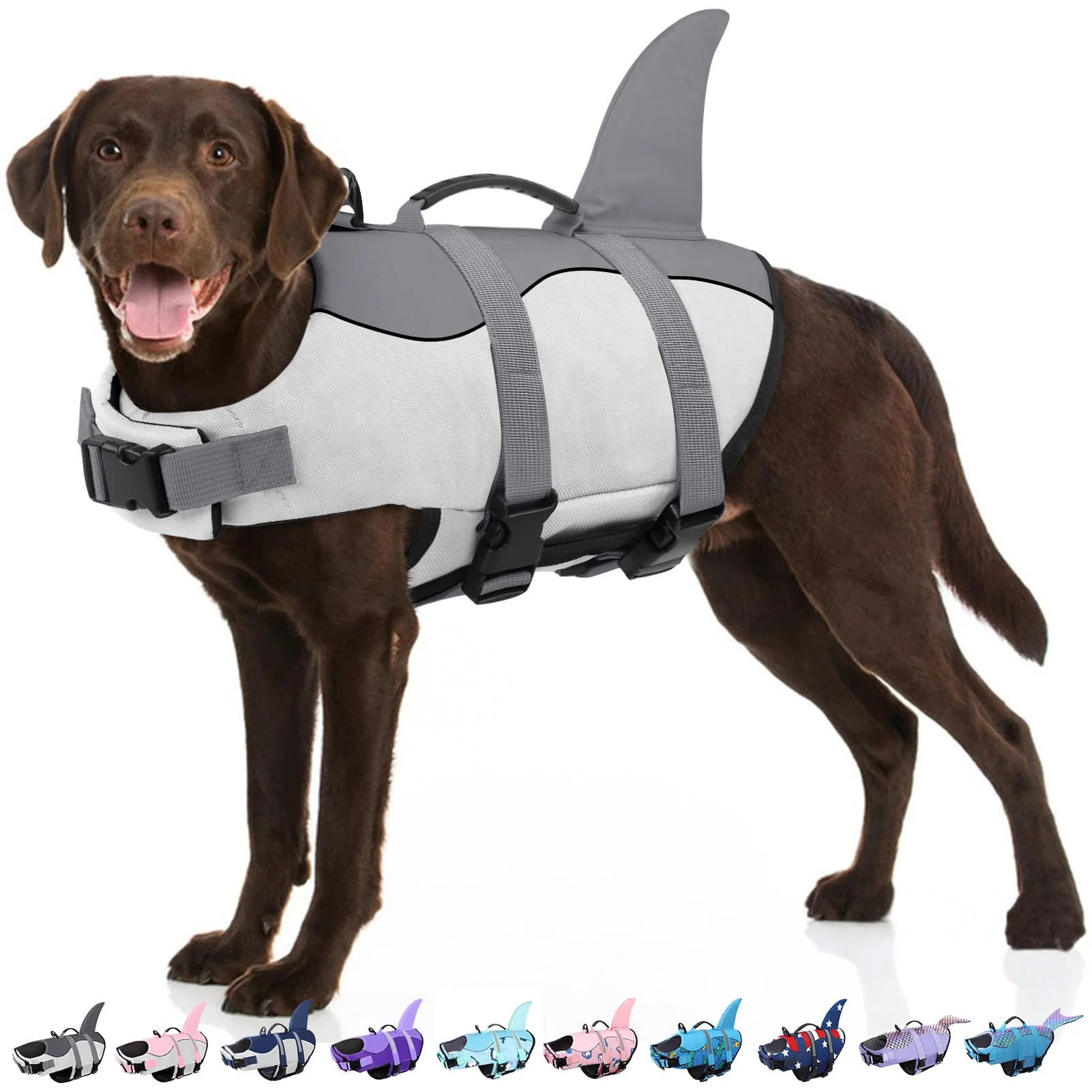 Specialty Bess Bridal Dog Life Jacket – Shark Fin Vest High Buoyancy Grey Shark XS Green
