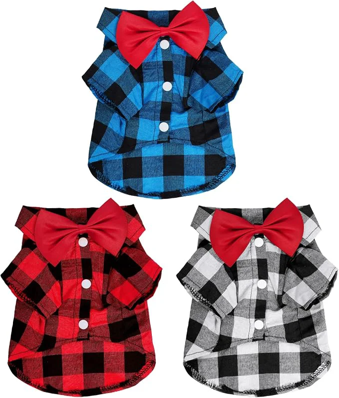User-Friendly Tongcloud 3 Pack Plaid Puppy Cat Shirt Quality