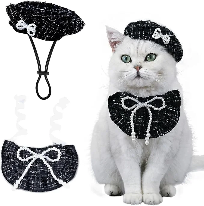 High-Performance HOWWFALY 2PCS Cat Beret Hat Pure