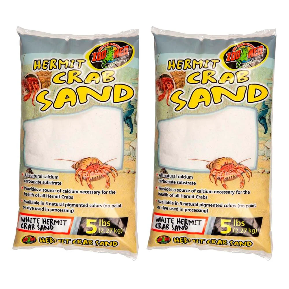 Environmentally Friendly Zoo Med White Hermit Crab Sand 5 lbs – Pack of 2 Natural Calcium Substrate Recyclable