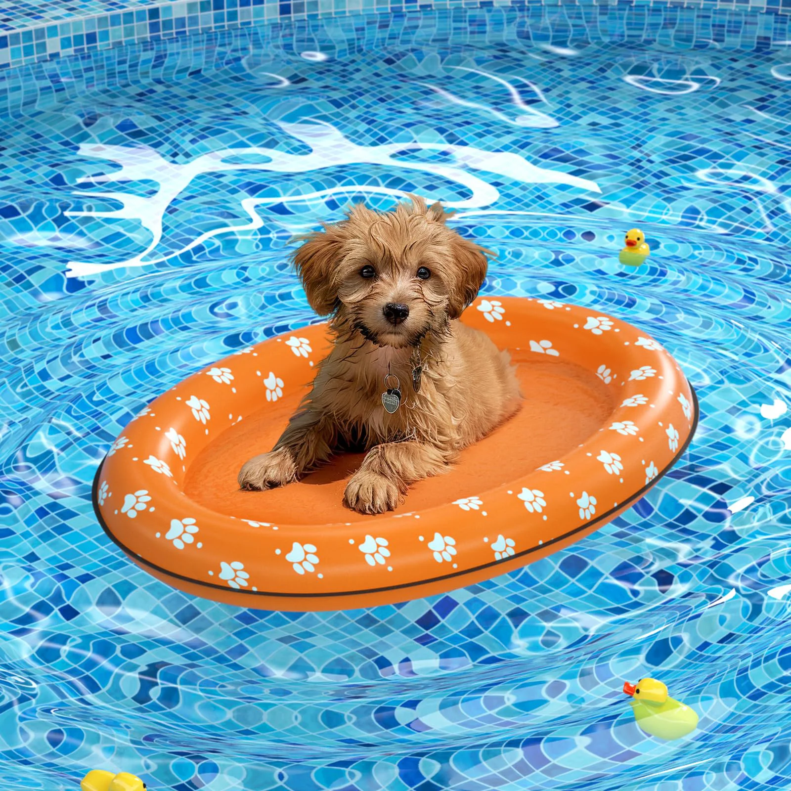 Exceptional Pet Soft Dog Float Raft – Inflatable Dog Swimming Float for Summer Small Orange Certified