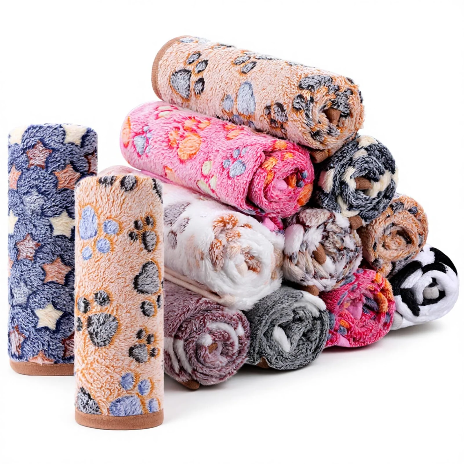 Fast SHENLIU 18-Piece Fleece Pet Blanket Set 9 Styles Soft Warm Sleep Mats for Dogs Cats Clean