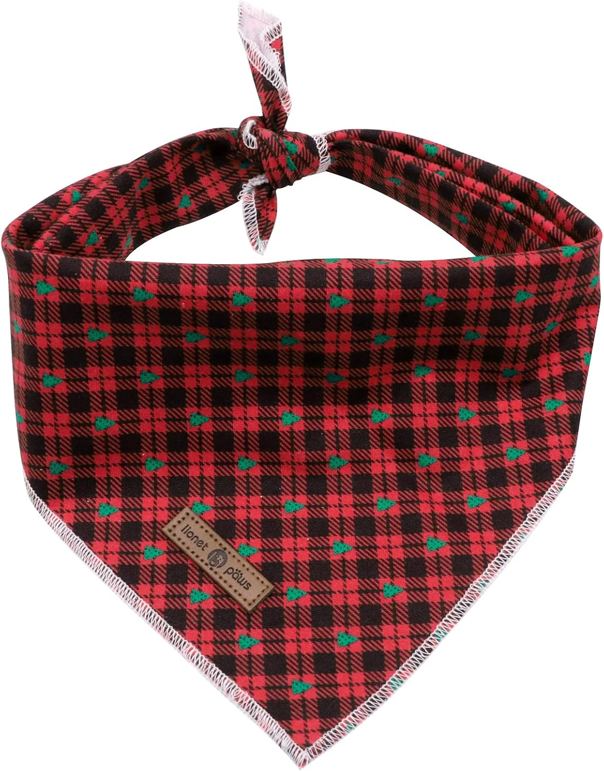 Fine Crafted Lionet Paws Reversible Washable Cotton Dog Bandana - Red Tree Patterns Adjustable Square Kerchief for Small to Large Dogs Outstanding