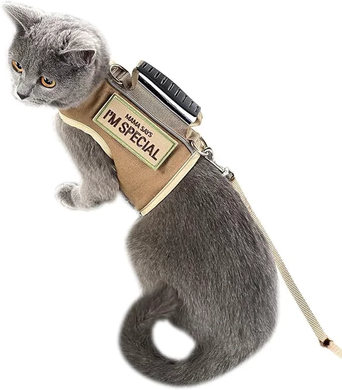 Trendy Tactical Cat Harness and Leash for Walking Escape Proof Adjustable Cat Walking Official