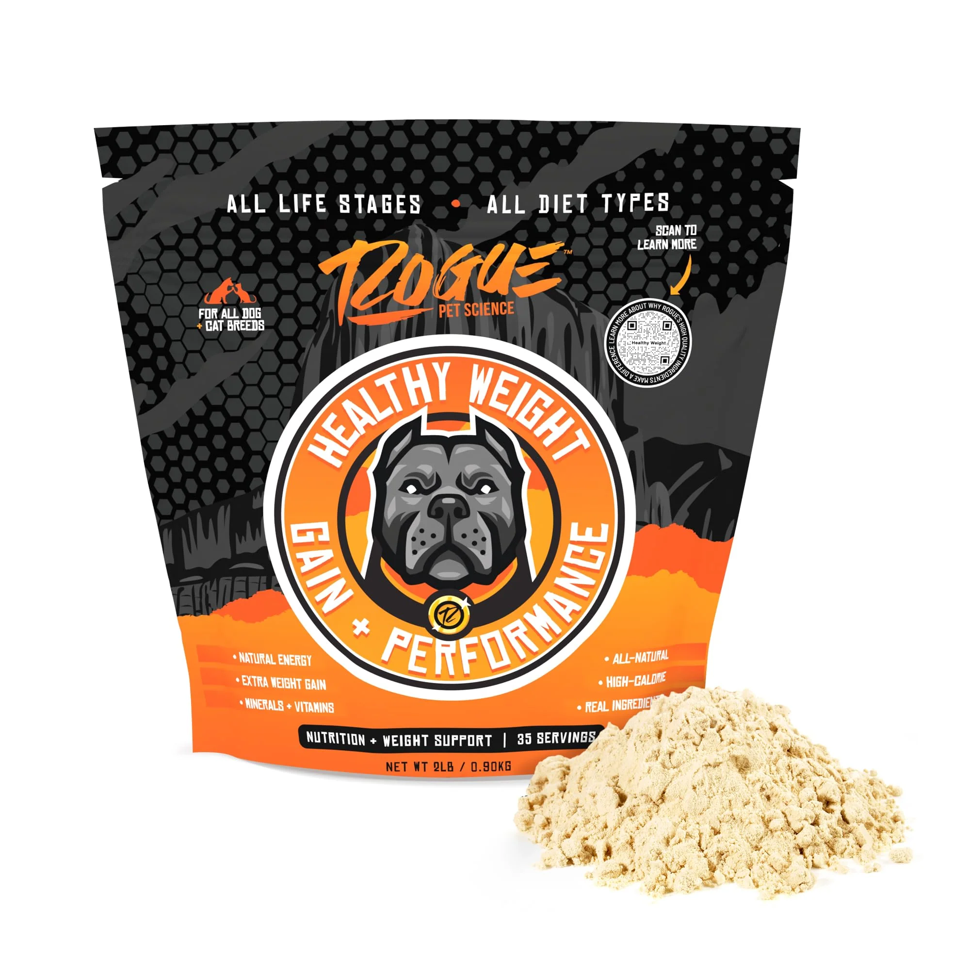 Selected Rogue Pet Science Healthy Weight – Natural Weight Gainer for Dogs Cats 2 lbs High-Calorie Topper Dependable