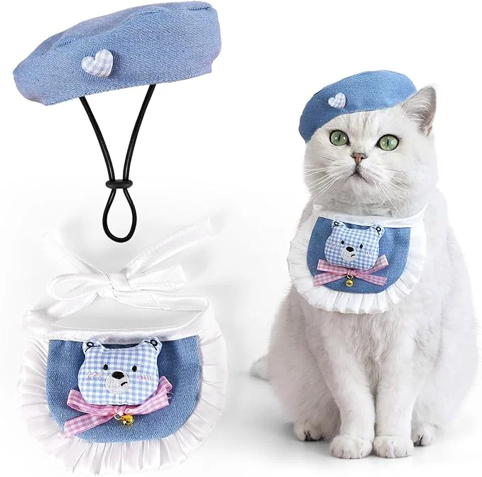 Verified HOWWFALY Adorable Cat Princess Costume Blue Cat Beret Superior