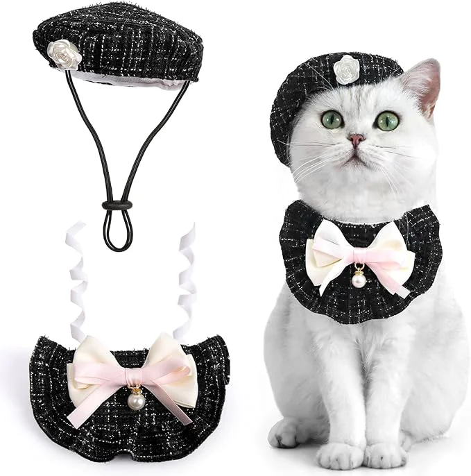 Enhanced HOWWFALY 2PCS Cat Beret Hat Casual