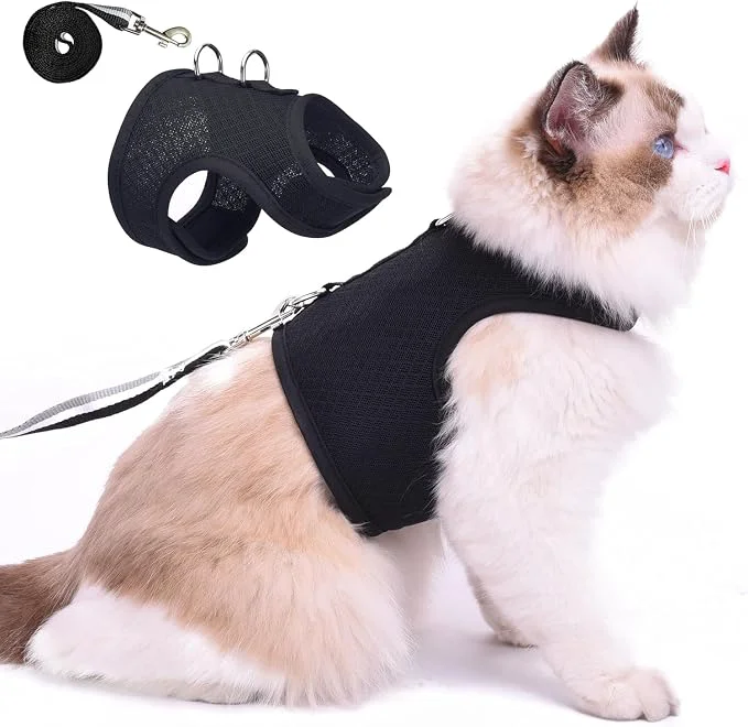 Advanced Cat Harness and Leash for Walking Escape Proof Breathable Mesh Fabric Solid Efficient