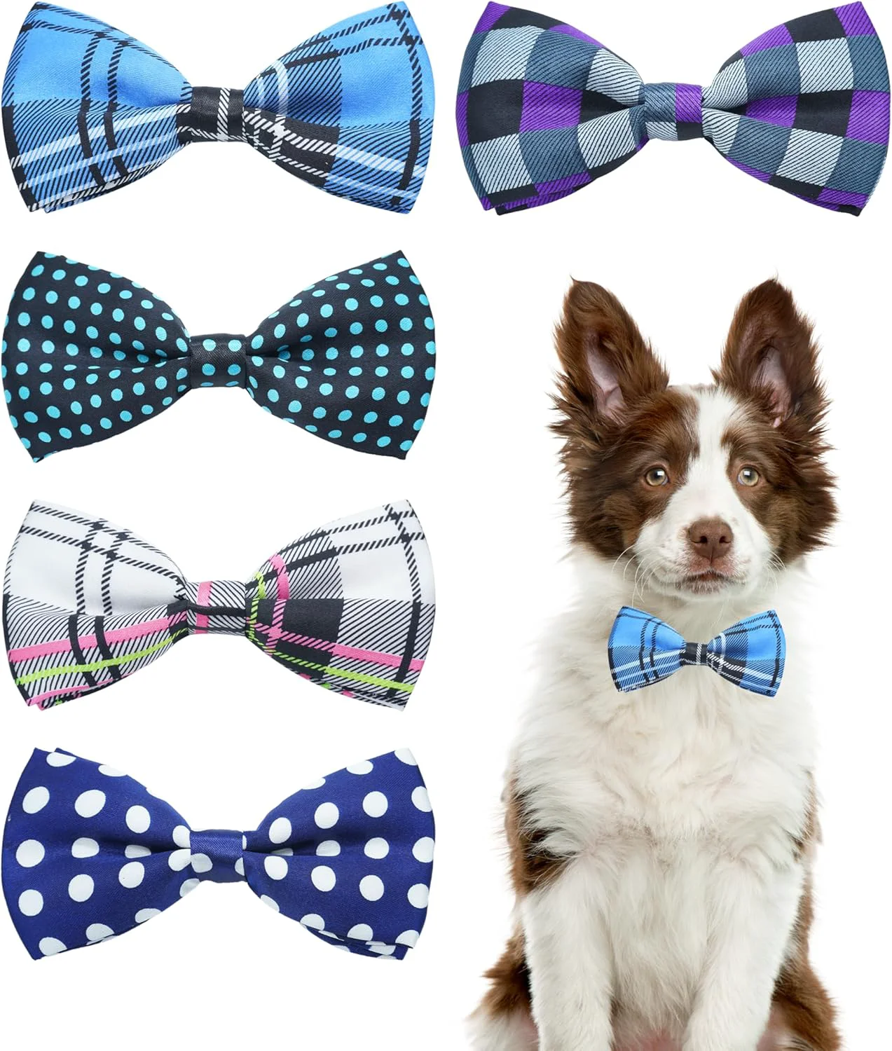 Healthy PET SHOW 5 Pack Pet Big Dogs Collar Embellishment Attachment Bow Ties for Medium Large Dogs Collar Charms Accessories Slides Bowties for Birthday Wedding Parties Assorted A Style Superior