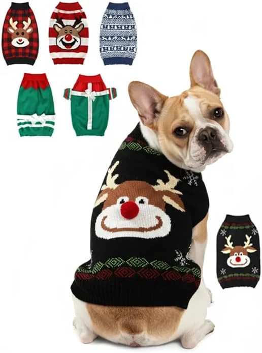 Smart Dog Christmas Sweater Soft Warm Pet Clothes Coat Responsible