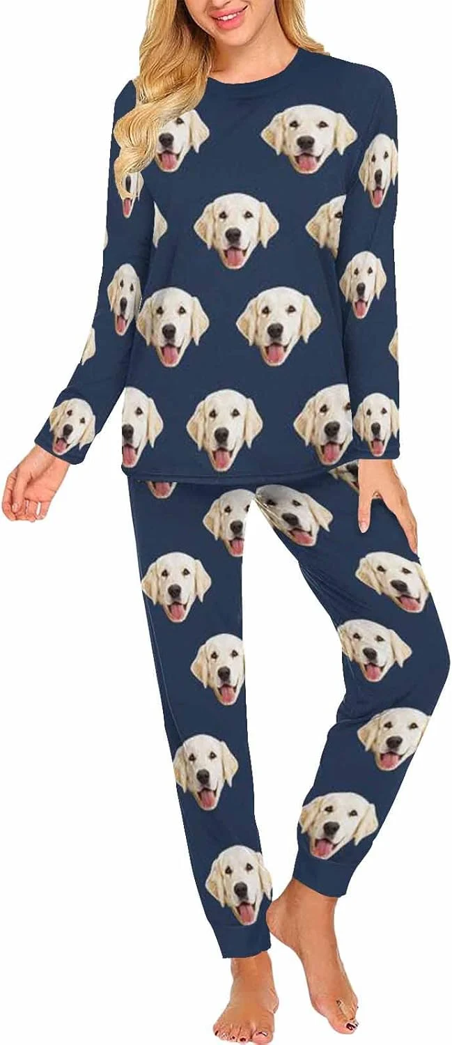 Original MyPupSocks Custom Face Pajamas Sets for Women Personalized Photo Sleepwear XS-XXL Flexible