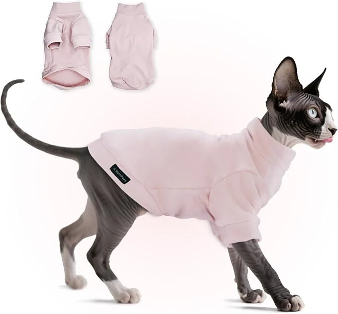Quality Fleece Sphynx Cat Clothes Soft Hairless Cat Clothes Pullover Cat Sweater Clean