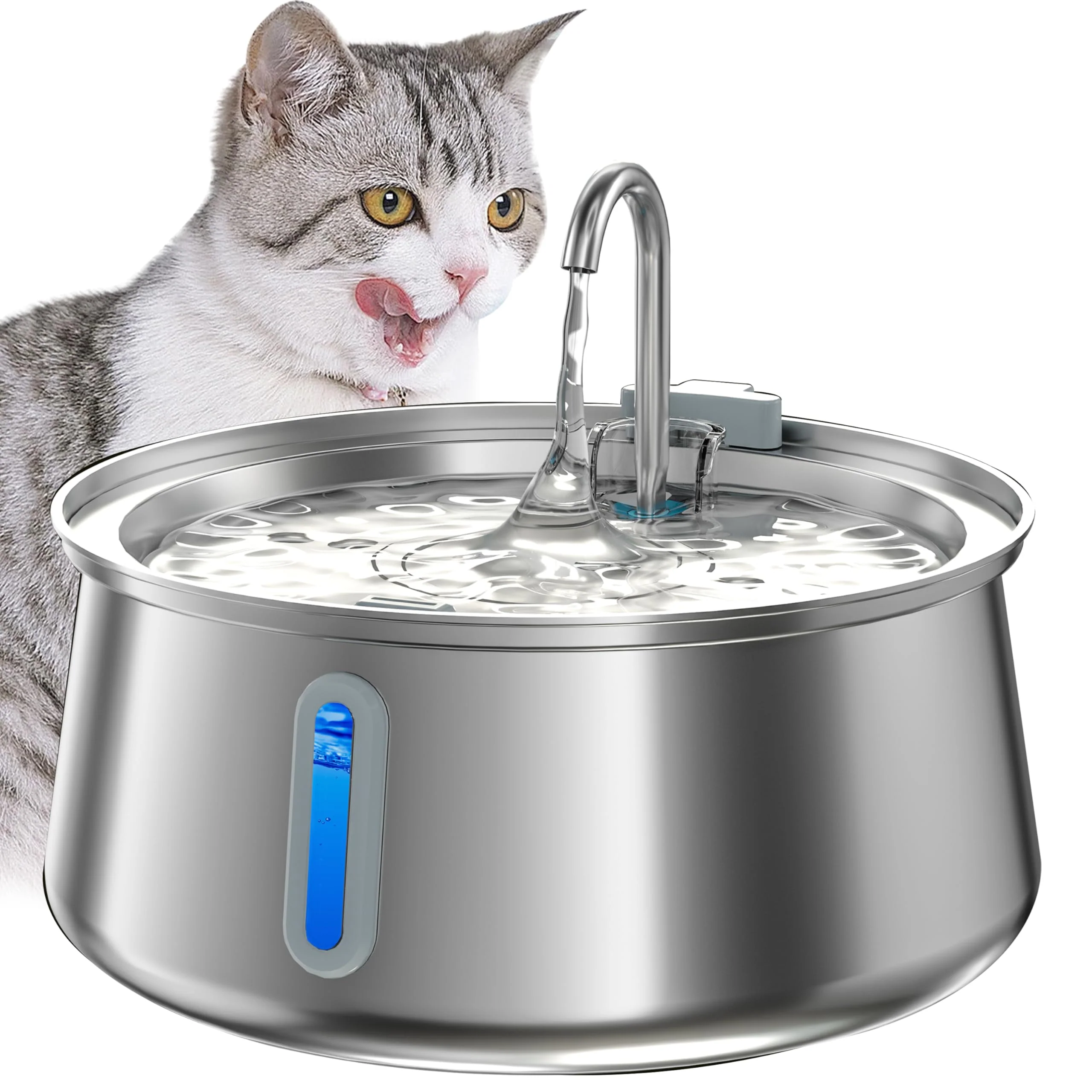 Advanced Homtyler Stainless Steel Cat Water Fountain 4L – Large Capacity Quiet Filtered Water Original