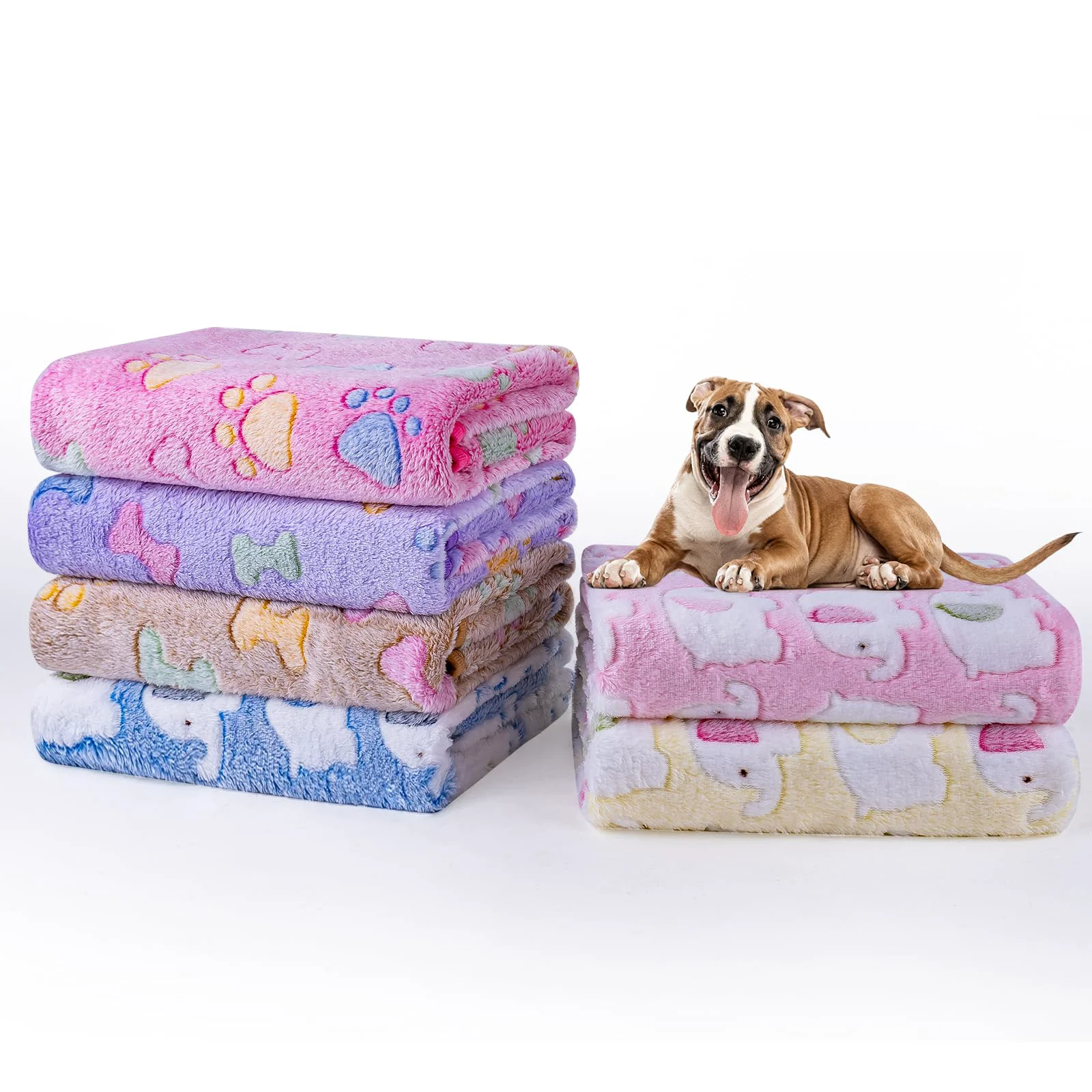 Responsible Dono 1 Pack 6 Dog Blankets — Soft Fluffy Fleece Pet Blanket Set Efficient