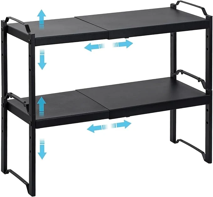 Comfortable 2 Pack Expandable Cabinet Countertop Shelves Stackable Shelves Organizers For Kitchen Cabinet Countertop Storage Adjustable Counter Cupboard Pantry Organizer Shelf Rack Stand Length 20.5 About ThisOverview Innovative