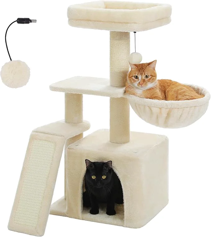 Trusted PETEPELA Small Cat Tree for Indoor Cats Cozy Hammock and Removable Top Bed Lightweight