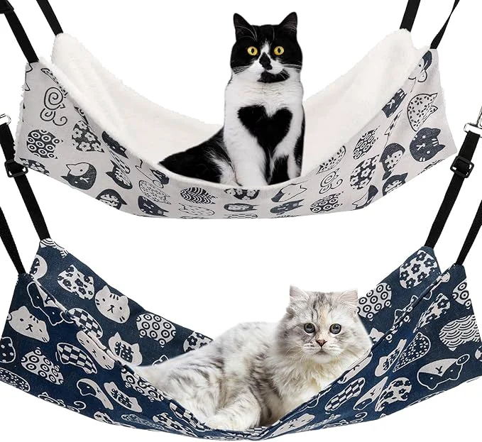 Traditional Cat Hammock for Cage Hanging Reversible 2Pack Pet Hammock Bed Adjustable Specialty