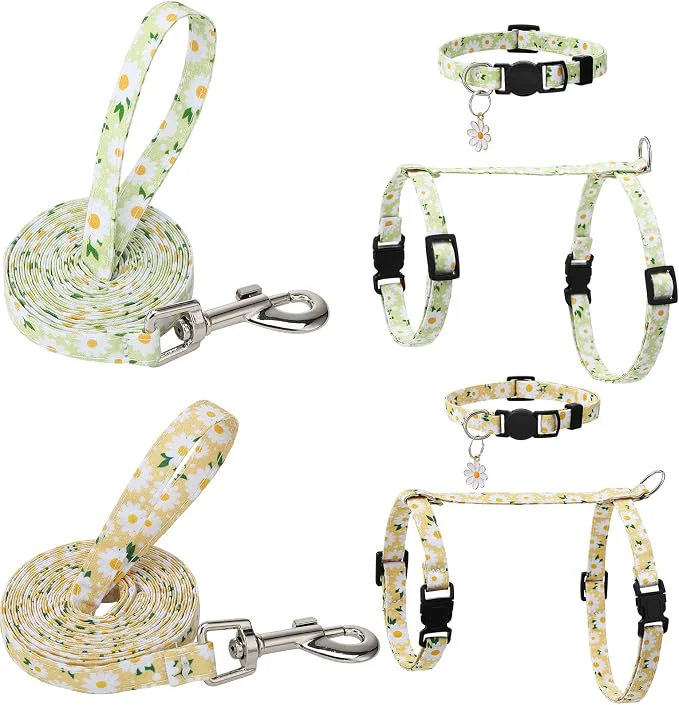 Casual 2 Pack Floral Cat Harness and Leash Escape Proof Adjustable Kitten Harness Quality