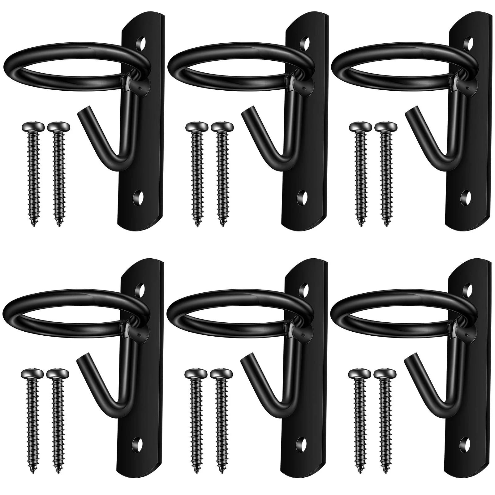 Exclusive Dunzy 6 Pcs Bucket Hooks for Horses — Sturdy Black Metal Stall Hangers First-Class