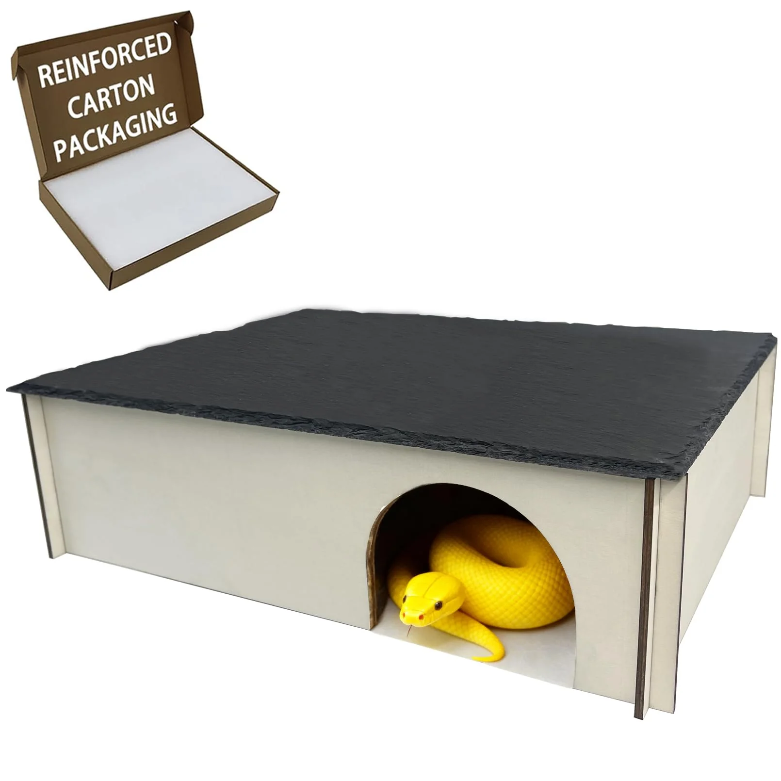 Contemporary INOSCIND XL Slate Reptile Hide – Large Stone Wood Shelter 15.7×11.8×4.3 in for Ball Pythons Leopard Geckos World-Class