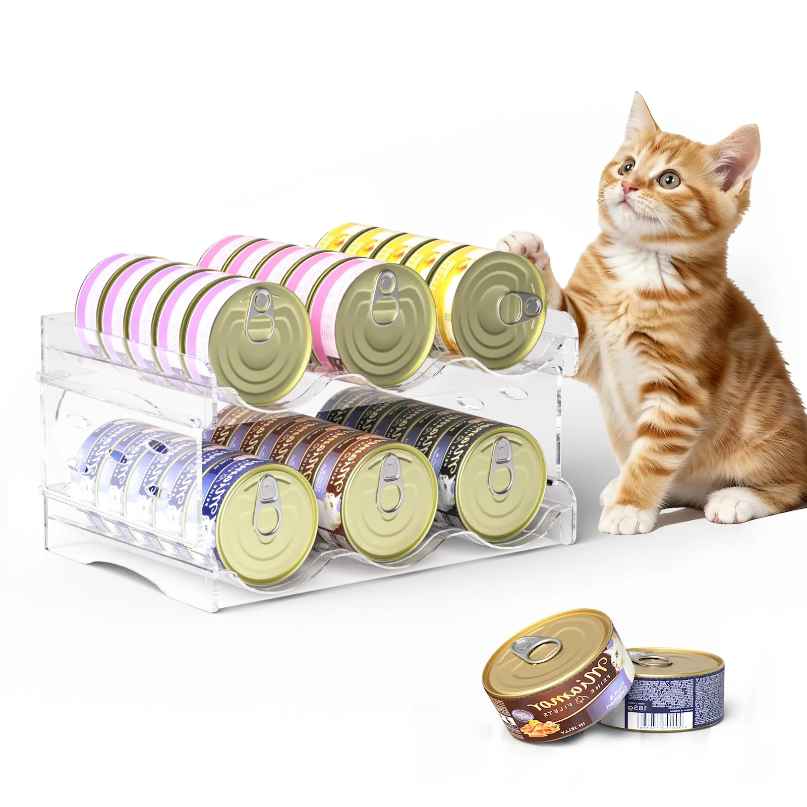 Unique Flenpptly Cat Food Can Organizer – 2-Tier Transparent Pantry Organizer for 30 Cans Elite