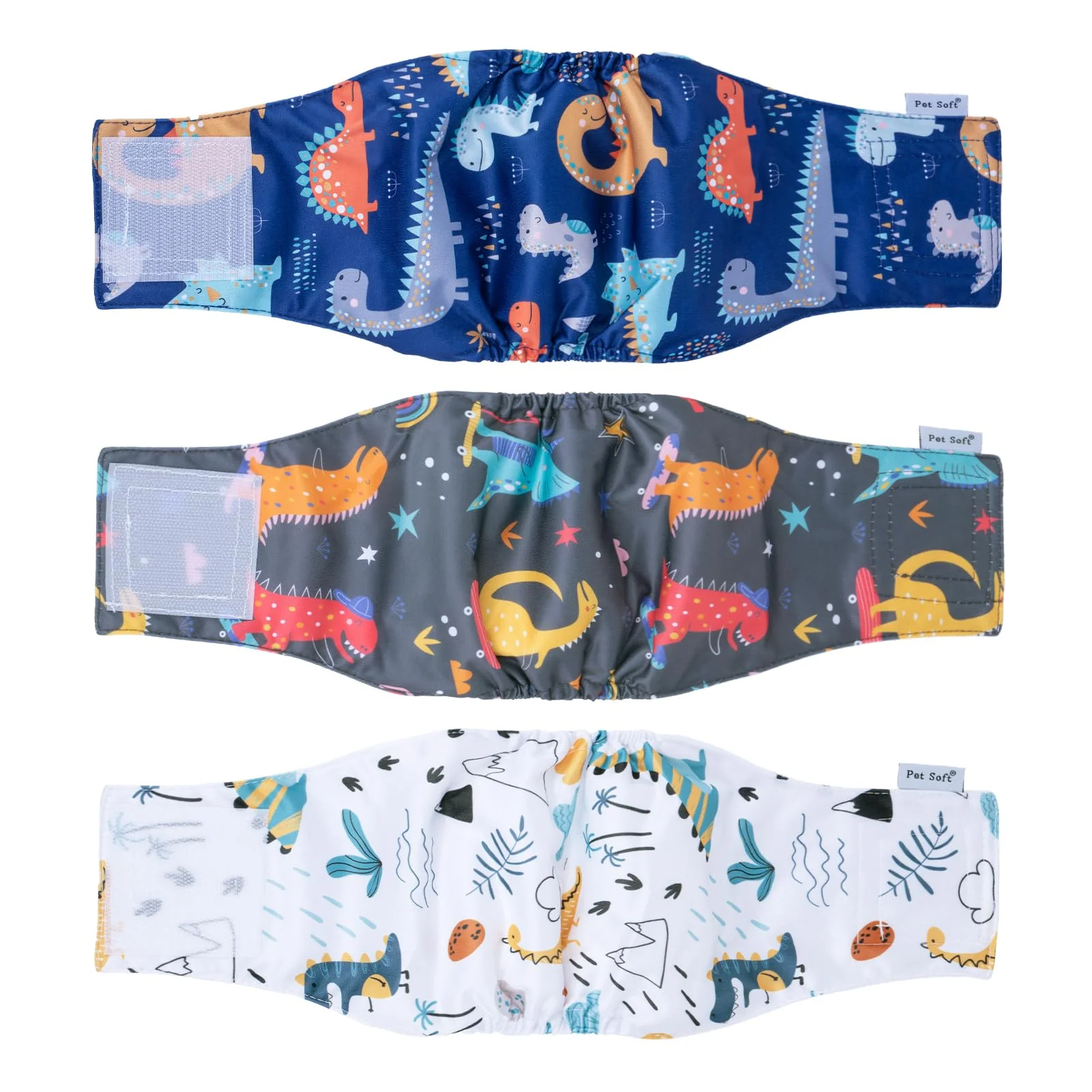 Certified Pet Soft Dog Belly Band - 3 Pack Reusable Male Diapers Dino XXL Leak-Proof Washable Belly Wraps Comfortable