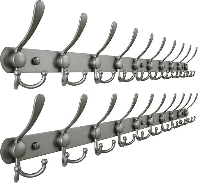 Certified Dseap Coat Rack Wall Mount - 38 Long 10-Tri-Hooks Heavy Duty Coat Hanger Rail Wall Hooks for Hanging Coats Hats Clothing Clothes Purse Mudroom Entryway Gray Pack of 2About ThisOverview Healthy