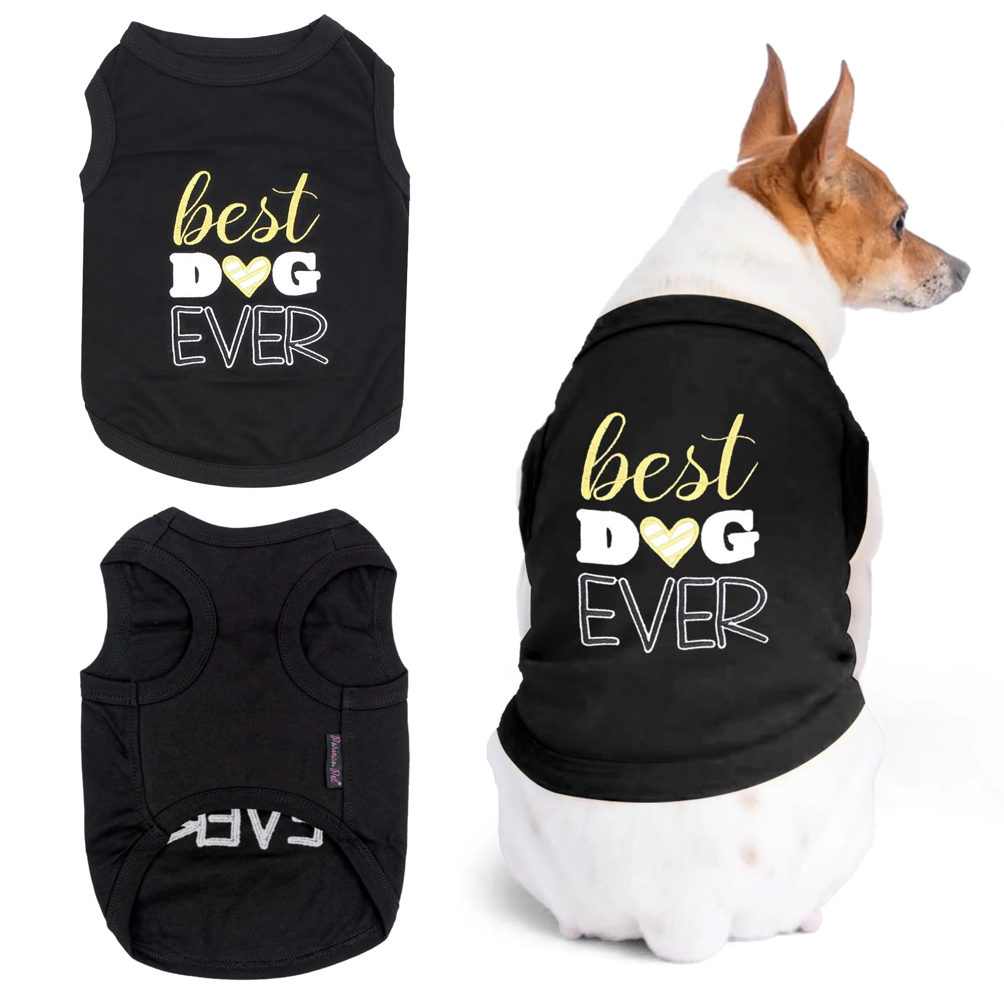 Premium Parisian Pet Dog Tshirt - Embroidered Dog Ever Pure Cotton 3XL Top-Quality