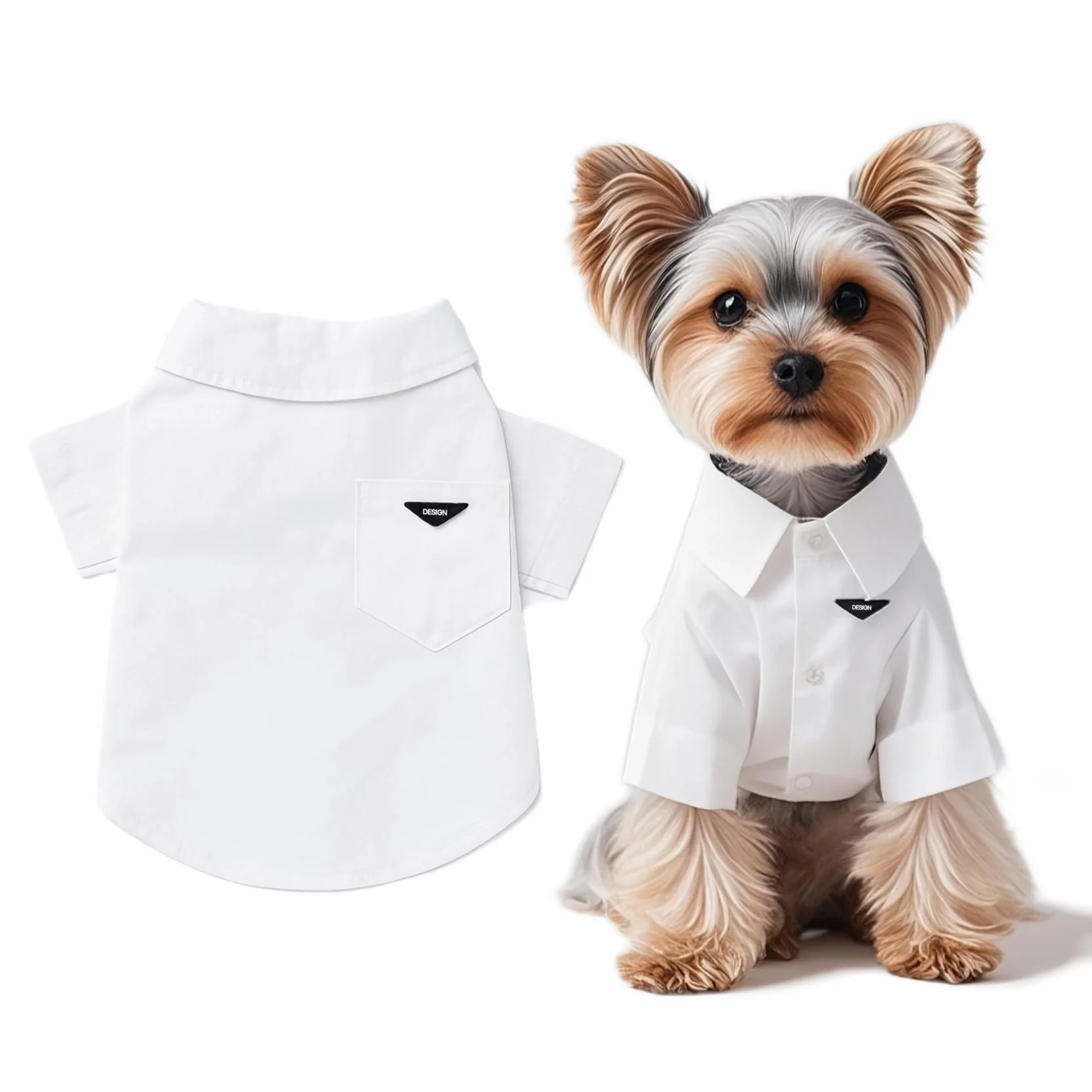 Verified FUNG FAY Luxury Pet Dress Shirt for Dogs Cats – White Designer Button-Up Outfit Large 8.9–15.4 lbs Sophisticated