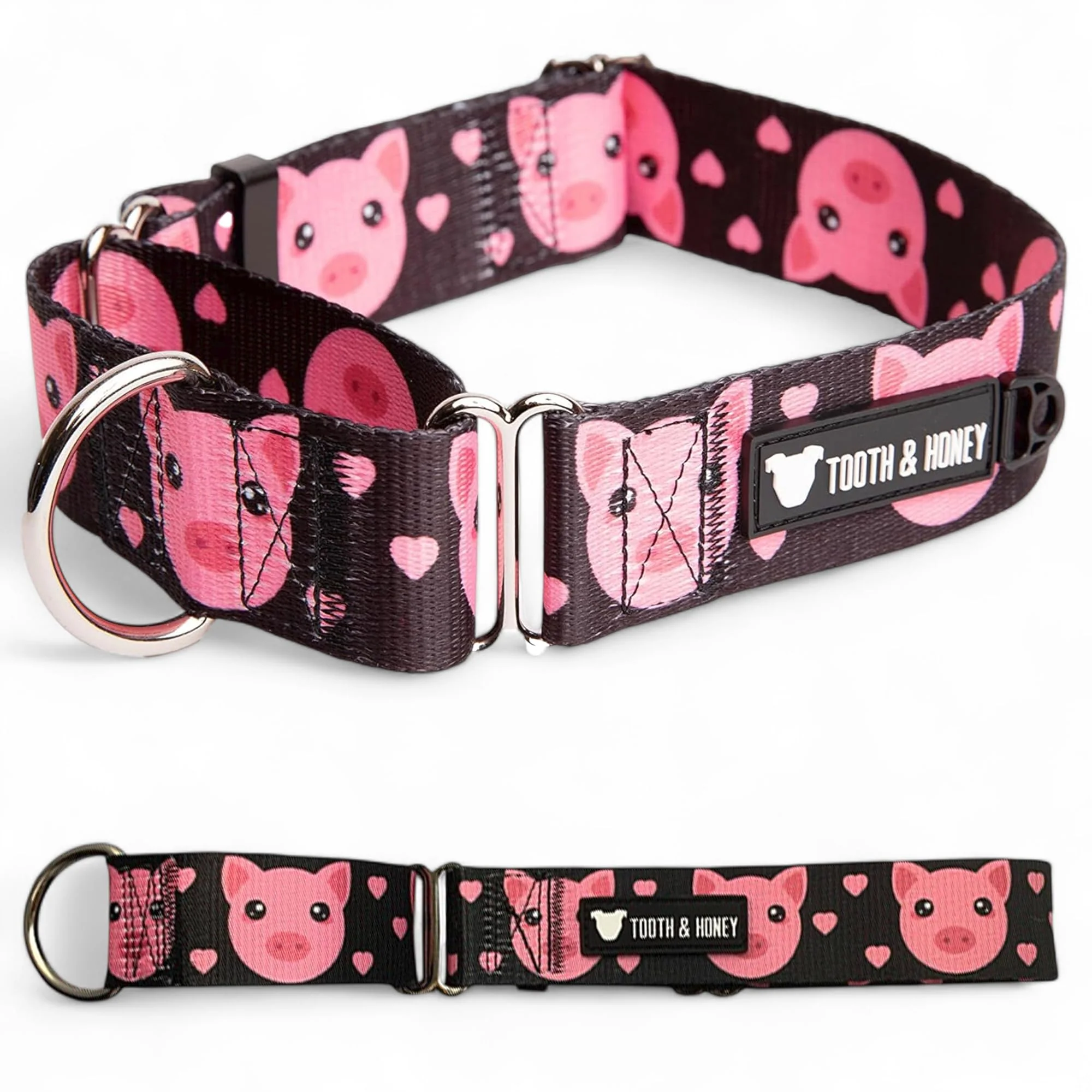 Clean Tooth Honey Pitbull 1.5-Inch Wide Martingale Collar Relaxed