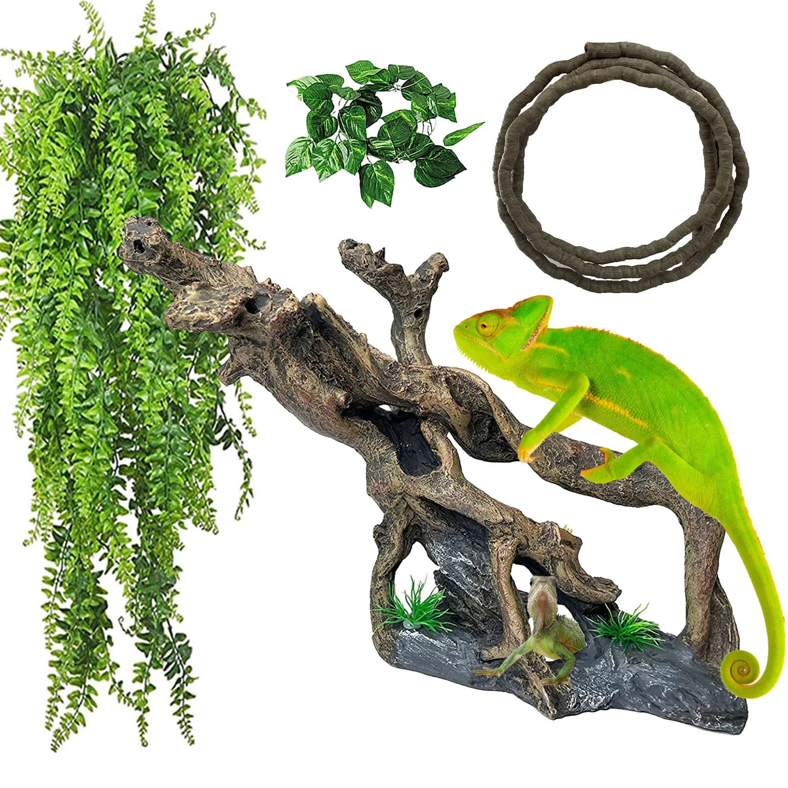 Advanced MUYG Resin Reptile Driftwood Decoration – Climbing Branches Hanging Vines for Terrariums Powerful