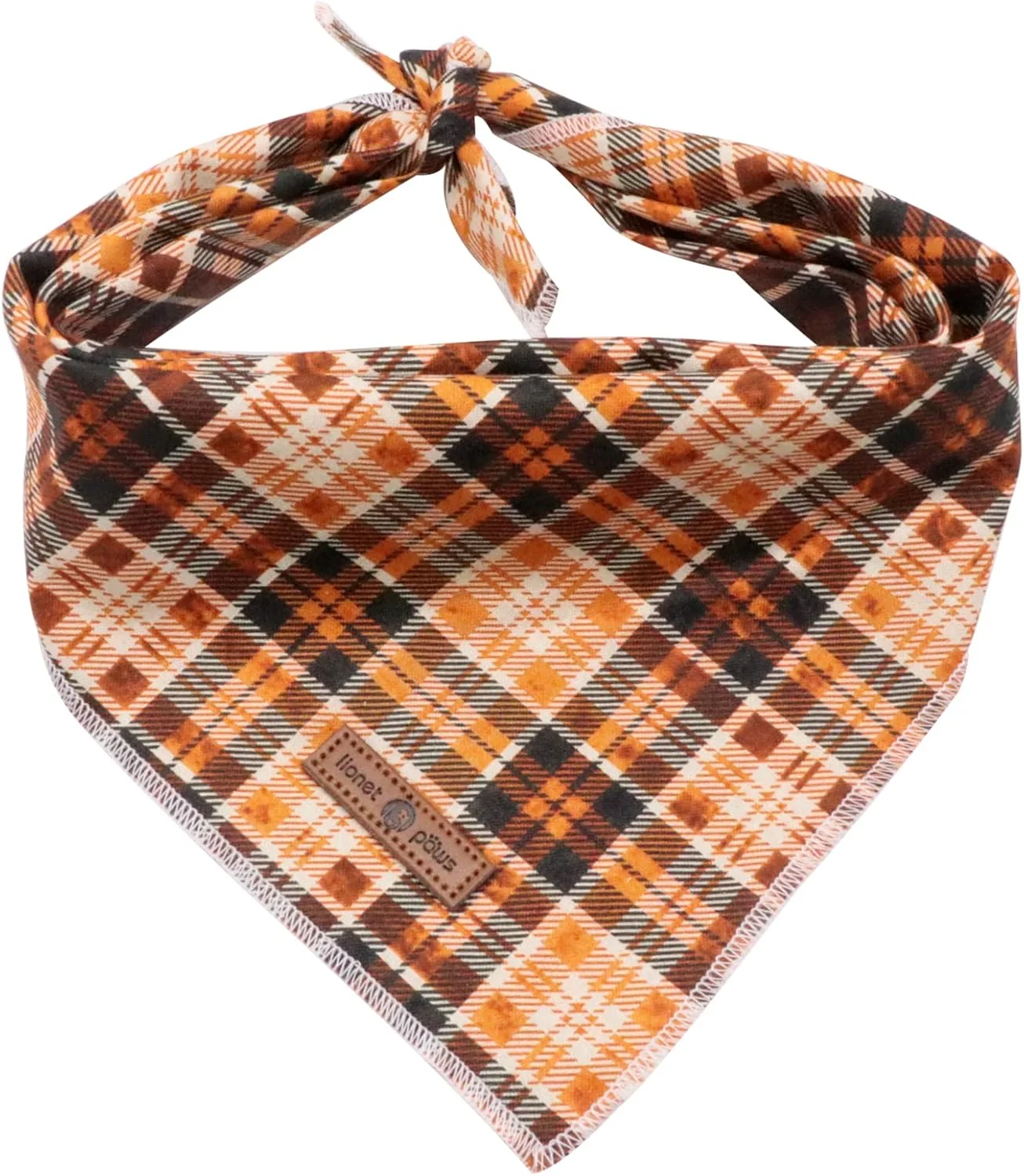 Clean Lionet Plaid Dog Bandana 1PC - Pet Fall Washable Reversible Cotton Scarf Adjustable Square Kerchief for Small to Large Dogs Functional